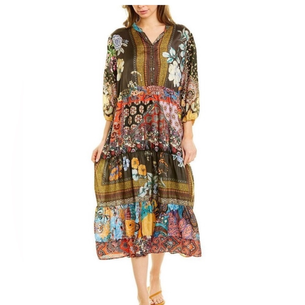 Like New Johnny Was Floral Patchwork Maxi Dress with Slip